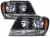 1999-2004 Jeep Grand Cherokee Lite Smoke Lens Headlights Headlamps Set Without Bulbs