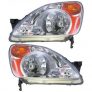2002-2004 Honda CR-V Chrome Housing Clear Corner Front Bumper Headlight Pair