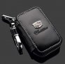 Cadillac Black Premium Leather Car Key Chain Coin Holder Zipper Case Remote Bag